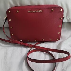 Michael Kors Red Studded Crossbody Bag